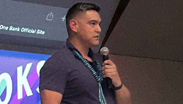 Brian Young (pictured) spoke to Winslow students about the importance of reading and representation in literature, while discussing his The Healer of the Water Monster book series.