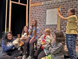 Holbrook High School students will be performing the play “Cinderella” next month at the George Gardner Performing Arts Center with free public admission. Pictured practicing their roles are (left to right) Regina Aguilar-Platon, Socorro Pacheco, Felicity Pizell, Meriah Sullivan, Marisela Moyte and Keria Brown.