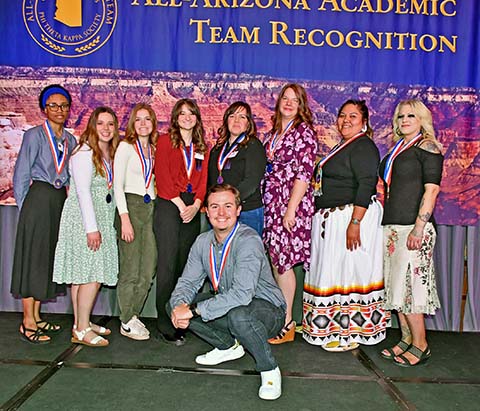 Students named to the All-AZ Academic Team include (front row, left to right) Jaden Martinez (back row) Simone Jean, Sara Chevalier, Camille Shumway, Kayla Mason, Arina Mortensen, Cassey Drew, Jillian Henry and Ashley Myers.