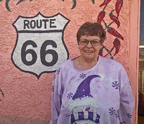 Holbrook resident celebrated 66 years on Route 66 in Holbrook on her March 6 birthday.