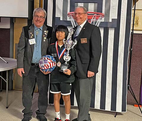 Thells Baker, an 11-year-old who attends Washington School represented the Winslow Elks Lodge and the City of Winslow in Las Vegas, Nev., at the Regional Hoop Shoot Championship last month and took second place, making 21 of 25 free throws.