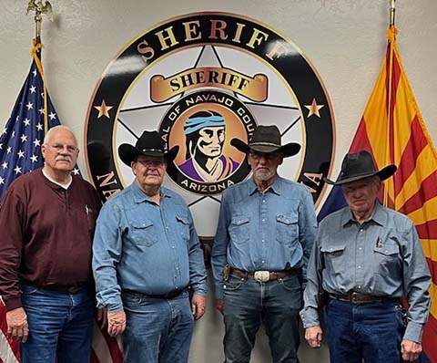 Newly appointed leaders of the Navajo County Hashknife Sheriff’s Posse Search and Rescue include (left to right) Interim Captain John Turley and board members Robert Black, John Wehrman, Greg Long and (not pictured) Scott Self.