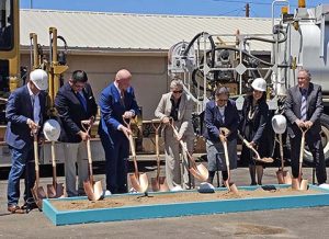 It was a historic day on April 23, when elected officials and leaders from throughout the state, came together to celebrate the Middle Mile groundbreaking ceremony at the Navajo County Fairgrounds in Holbrook. Pictured are (left to right) former Navajo County Manager Glenn Kephart who spearheaded this endeavor with the support of the Board of Supervisors, Navajo County Supervisor Alberto Peshlakai, District II, Chairman Jason Whiting, District III, Governor Katie Hobbs, and Navajo County supervisors Fern Benally, District I, Dawnafe Whitesinger, District V and Daryl Seymore, District IV.