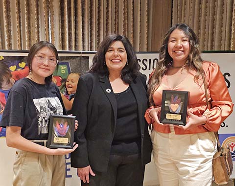 United Way of Northern Arizona CEO Liz Archuleta (center), honor Bobbi Seaton (left) of Indian Wells and Tyra Dixon (right) of Joseph City for their contribution to Youth Stepping Up for Youth.