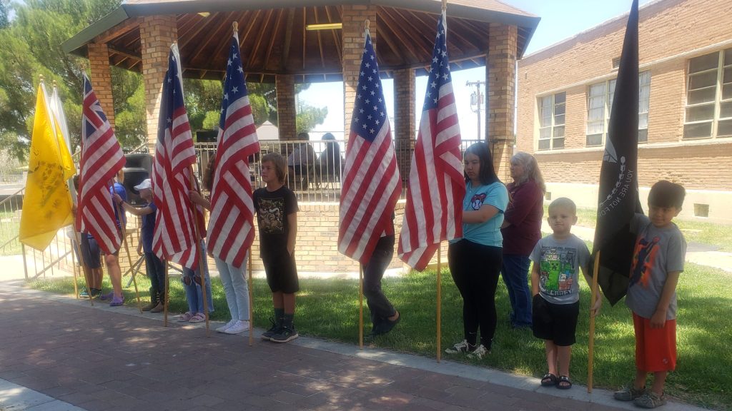 The Holbrook Elks Lodge No. 2450 hosted a Flag Day ceremony on June 15, at the Historic Navajo County Courthouse players of Holbrook Little League presenting the flags. The Holbrook Color Guard performed the five-gun salute and a history of the flag was told.