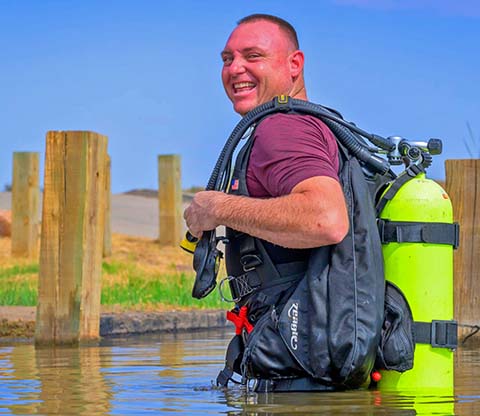 1 Winslow Firefighter Michael Lawrence enjoys the department’s morning training in Clear Creek.