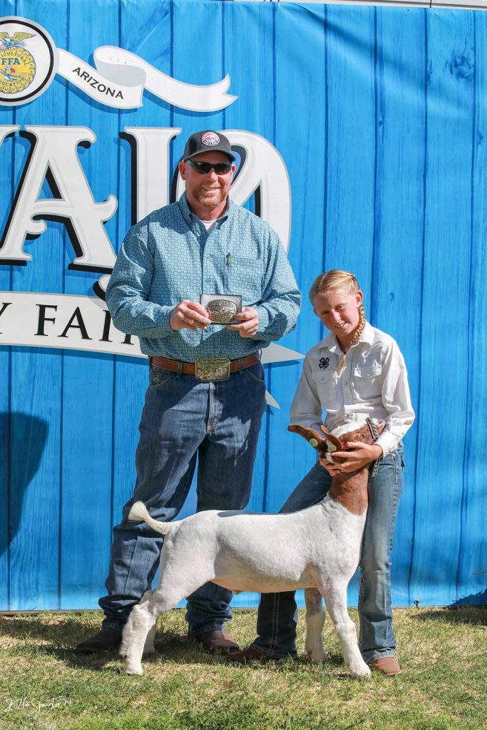 Ivy Nikolaus won Reserve Junior Showman in Market Goat.