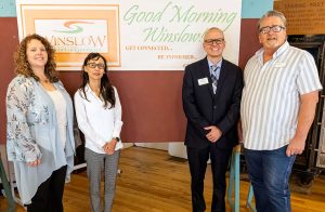 Representatives of Northland Pioneer College attended Good Morning Winslow last week and informed those in attendance of the new bachelor degree programs the college will soon be offering. Those pictured are (left to right) Faculty in Business Rachel Arroyo-Townsend, Faculty in Business & Economics Charlene Klingel, Faculty in Business Kurry Klingel and Winslow Chamber of Commerce CEO Bob Hall.