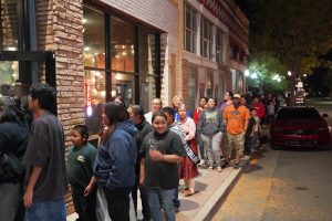 A large crowd formed that went around the block and down the street to see Frybread Face and Me.