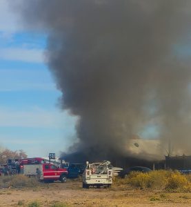 hoto by Linda Kor / Emergency responders work to extinguish a house fire in Joseph City.