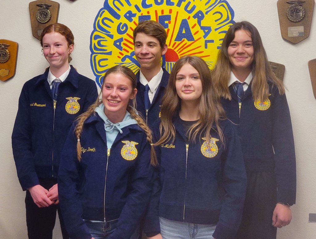 The winners of an FFA jacket include Edynn Booth, Elijah Coletti, Mairead Greenwood, Evelyn Hargett and Emma McGee, all part of the Snowflake FFA organization.