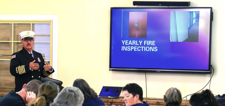 Winslow Fire Chief, Michael Duran, speaks during February’s Good Morning Winslow.