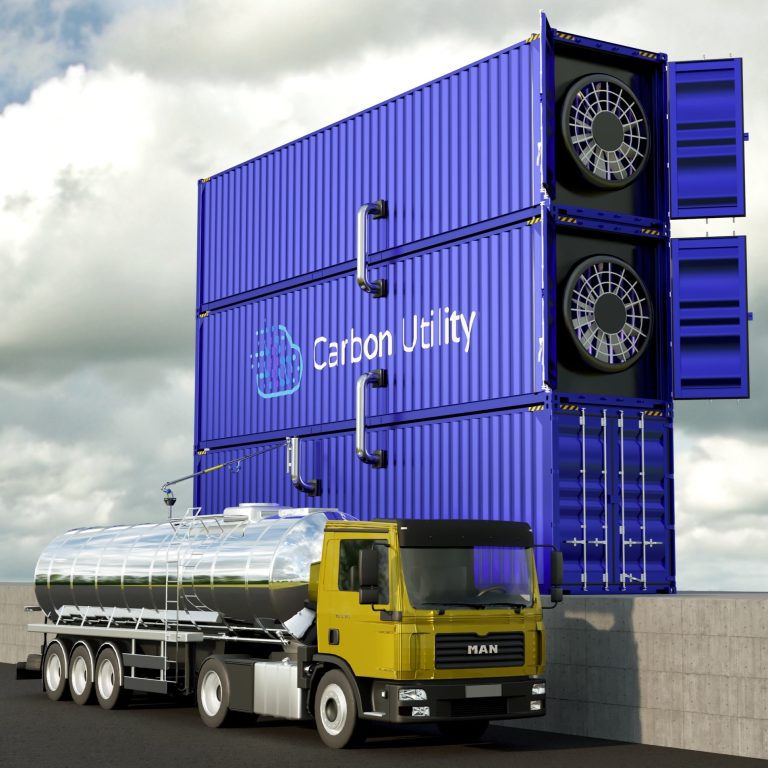 This photo from the Carbon Utility website demonstrates what the containers to be stored at the leased property will look like and how the gases are converted for use.