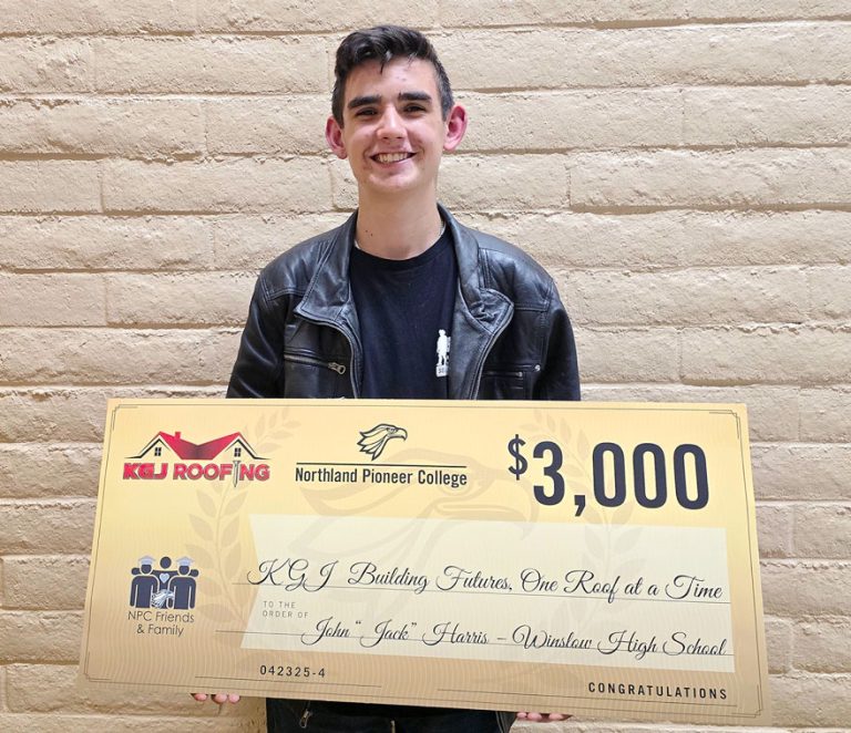 Kenny Garvin, owner of KGJ Roofing, provided their inaugural scholarship to NPC student John “Jack” Harris of Holbrook (pictured).