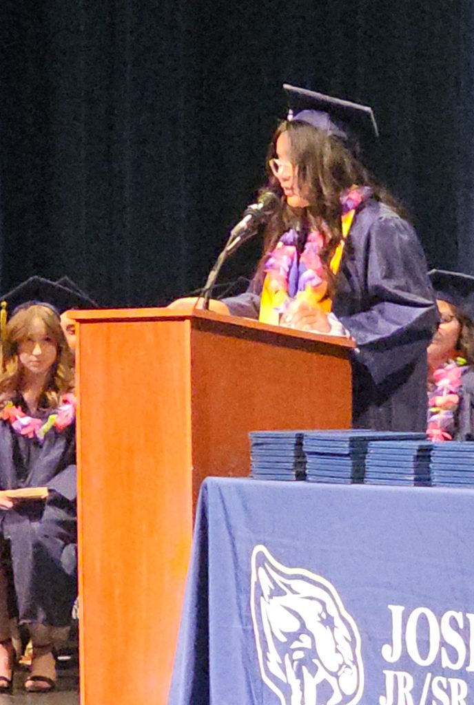 Joseph City High School Salutatorian Janessa Fredericks addresses friends and family in her graduation speech.