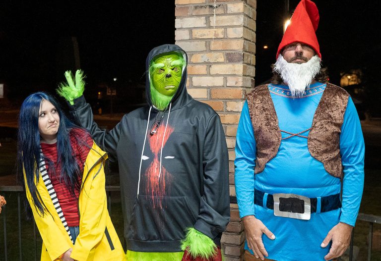 A costume contest added to the fun at Holbrook’s Haunted House at the Navajo County Historic Courthouse on Halloween. Thomas Beach, dressed as Papa Smurf (right), won first place and the $20 prize. David Potts, as the Grinch, earned second and Annabeth Potts, as Coraline, took third.