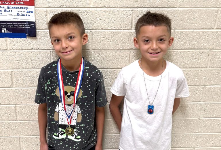 In the category of boys ages 8-9, Taylor Mann (left) took first place with 13 baskets and Tony Mann (right) was second.