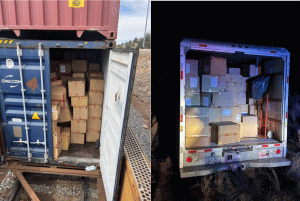 Law enforcement seized merchandise stolen from a BNSF train stopped near Jack Rabbit.