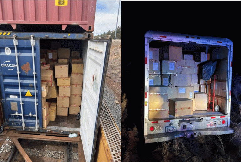 Law enforcement seized merchandise stolen from a BNSF train stopped near Jack Rabbit.