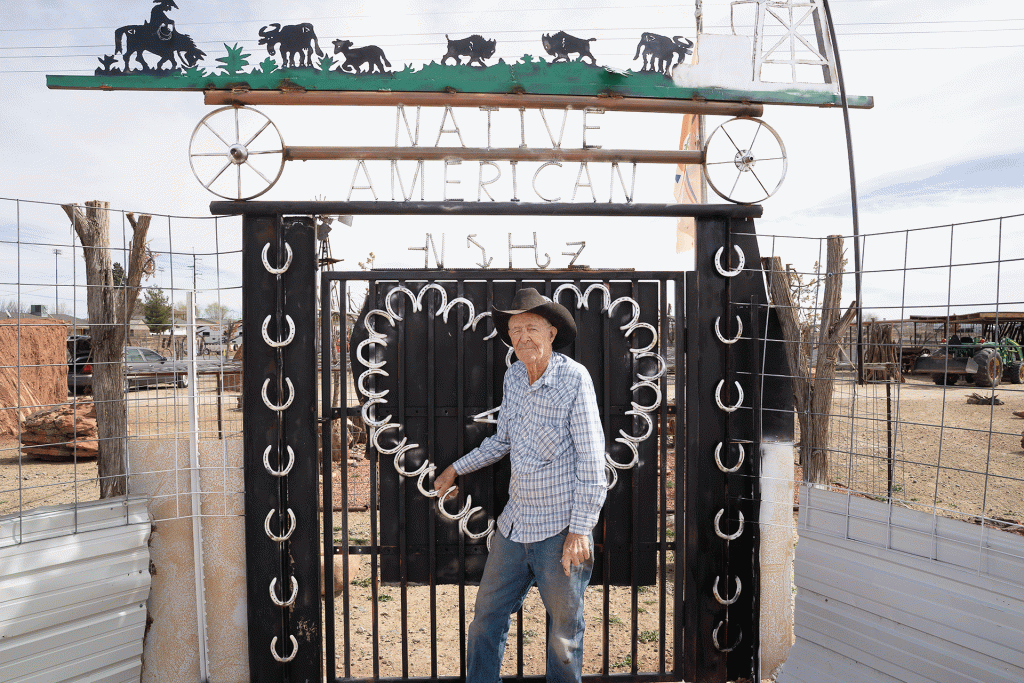 Brantley Baird (above) stands outside the Native American Museum, a space he has been building over the past year in Joseph City and features displays including a female hogan (right) originally built more than 100 years ago near Indian Wells was rebuilt and will now be preserved at Brantley Baird’s new Native American museum site in Joseph City.