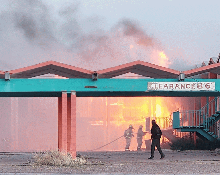 A portion of Sahara Inn was engulfed in flames last week. Despite the inn being no electricity and the inn condemned, the property owner has allowed people to live in the building.