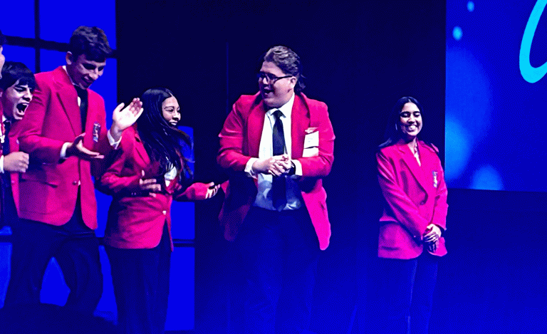 Holbrook High School and NPC student Aiden Warner (second from right) learns he has been named a SkillsUSA state officer during the state ceremony held in Phoenix, April 7 and 8.