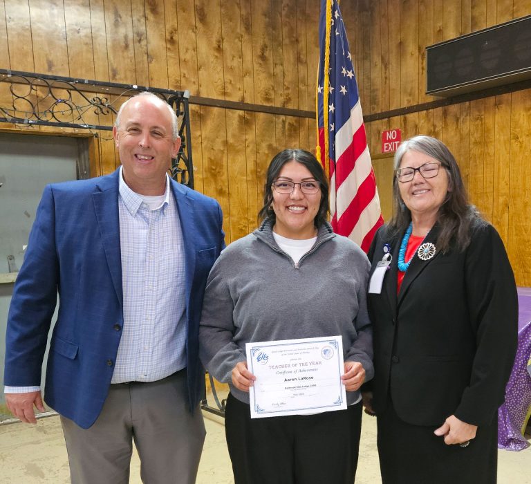 Photo courtesy of Holbrook Elks Lodge Holbrook Elks Lodge honored Aaren LaRose (center) as the Holbrook Junior High School Teacher of the Year. Pictured are Holbrook Unified School District Superintendent Dr. Robbie Koerperich (left) and Holbrook Junior High School Principal Connie Gover (right).