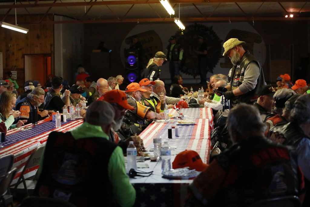 Riders taking part in Run for the Wall sat down to a warm meal after a long ride provided by the American Legion Post 37.