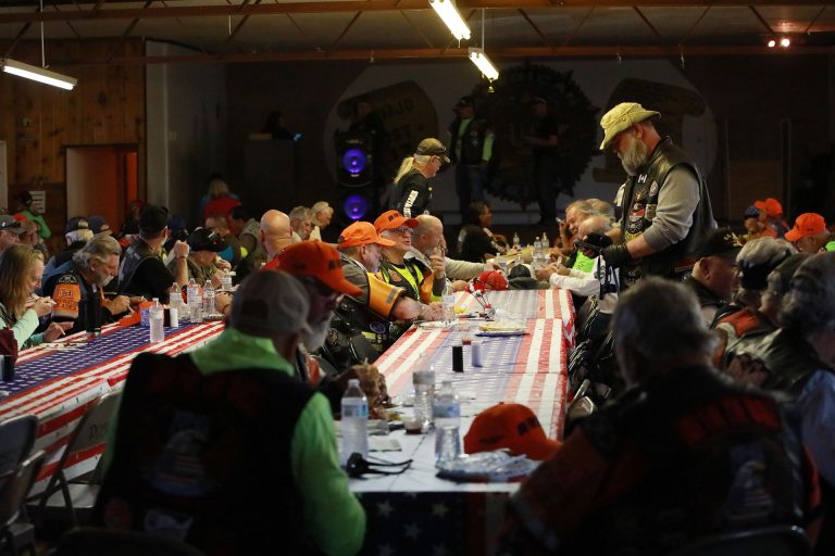 Riders taking part in Run for the Wall sat down to a warm meal after a long ride provided by the American Legion Post 37.