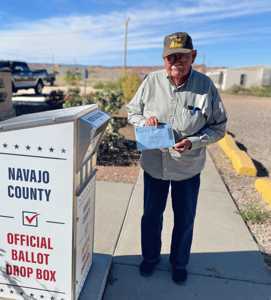 Veteran James Parrish Jr., of the Navajo Nation, works to bring awareness to the economic hardships on the reservation and the need for expanded healthcare. He emphasizes the need to speak up and vote for initiatives and individuals who can bring change to the region.