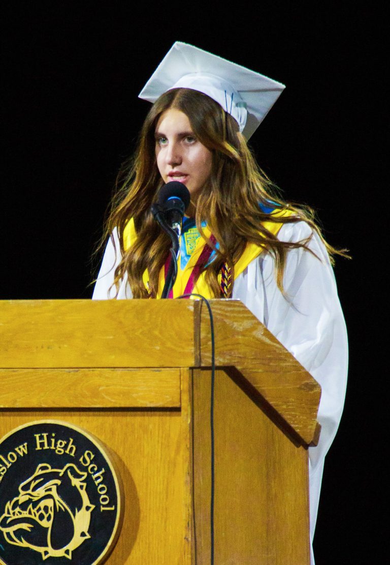 Tatum Henling delivers one of six valedictorian speech for the Winslow High School class of 2026.