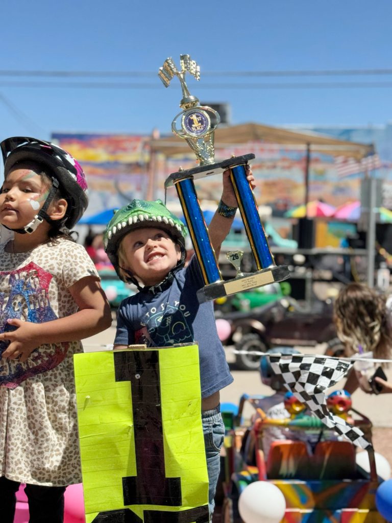 Waylon Gardner was a big winner in the Power Wheels Demolition Derby in the 6V heat. The event was part of the fun during the Gunslinger Car Show & Route 66 Festival held in Holbrook.