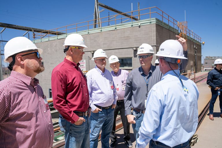 Officials tour Cholla Power Plant in Joseph City. Pictured are (left to right) Navajo County Supervisor Jason Whiting, Navajo County Assessor Michael Montandon, ACC Chairman Nick Myers, Navajo County Supervisor Daryl Seymore, Cholla Operations Manager Dusty Wood and APS Vice President of Generation Johnny Penrod.