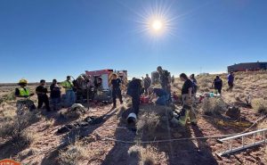 Emergency responders from Holbrook, Joseph City and Navajo County came together to rescue a person that fell into a manhole.
