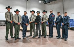 New officers pictured are (left to right) Benjamin Meeks, NCSO; Randon Rogers, NCSO; Jonathon Lopez, Snowflake/Taylor Police Department; David Talerico, NCSO; Luis Morales, St. Johns Police Department; Jake Walker, NCSO; Tony Espitia, Holbrook Police Department; Diego Mendoza, San Carlos Police Department; and Francisco Glora, Snowflake/Taylor Police Department.