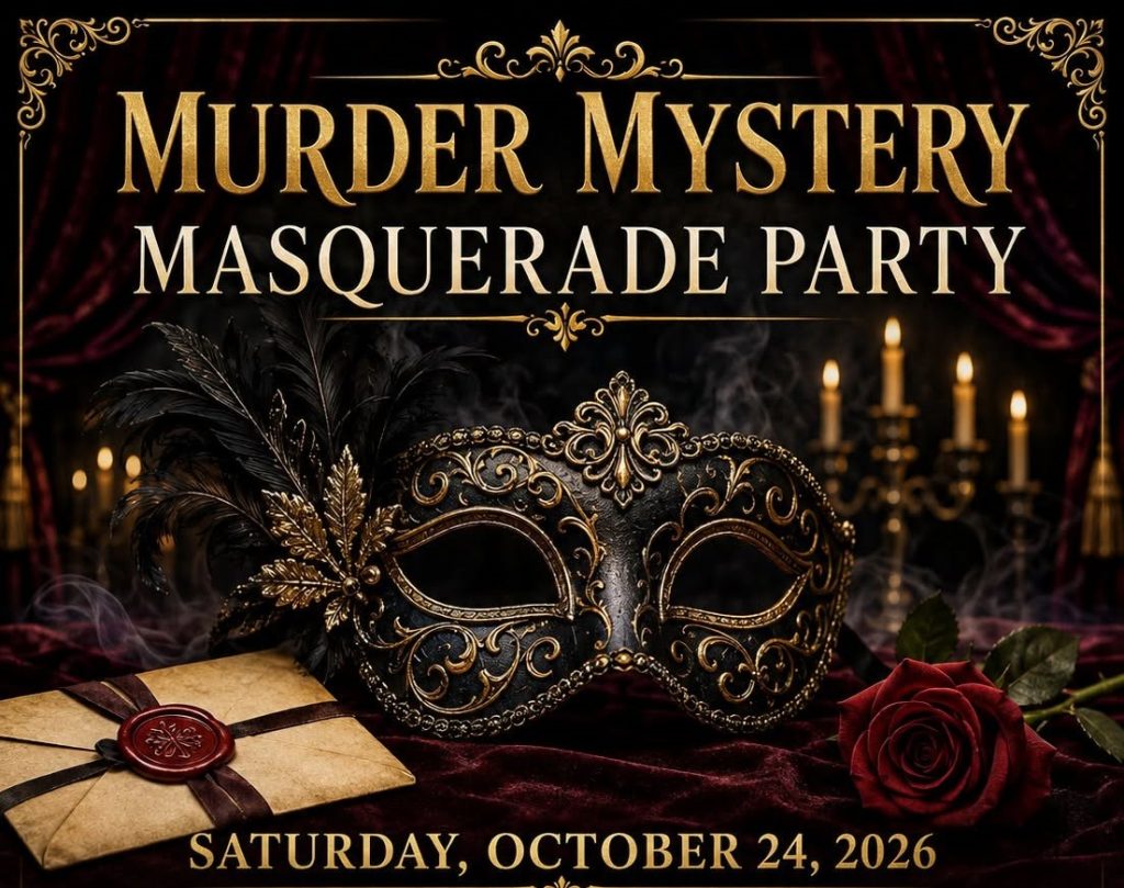 Poster for Murder Mystery Masquerade Party