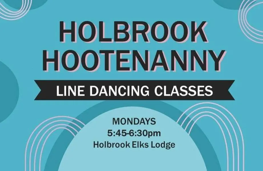 Poster for Beginner Line Dancing class – Holbrook Hootenanny at the Elks!