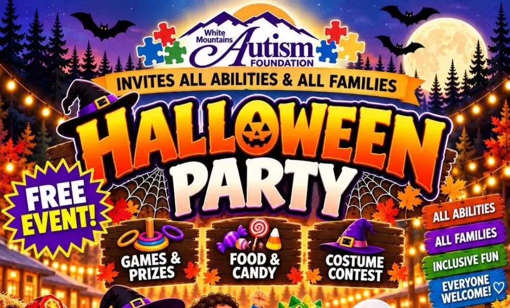 Poster for White Mountains Autism Foundation Halloween Party