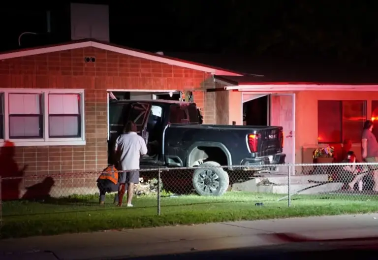 Photo by Shawn White Two drivers were hospitalized but no one was injured in a home after it was struck by one of the vehicles following a vehicle collision in Winslow.