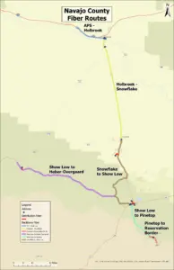 Map courtesy of Navajo County Navajo County’s 106-mile public fiber network runs from the Cholla Power Plant area near Joseph City through Holbrook, Snowflake, Taylor and Show Low to Pinetop-Lakeside and Heber-Overgaard. Winslow is the only incorporated city or town in the county not on the route.