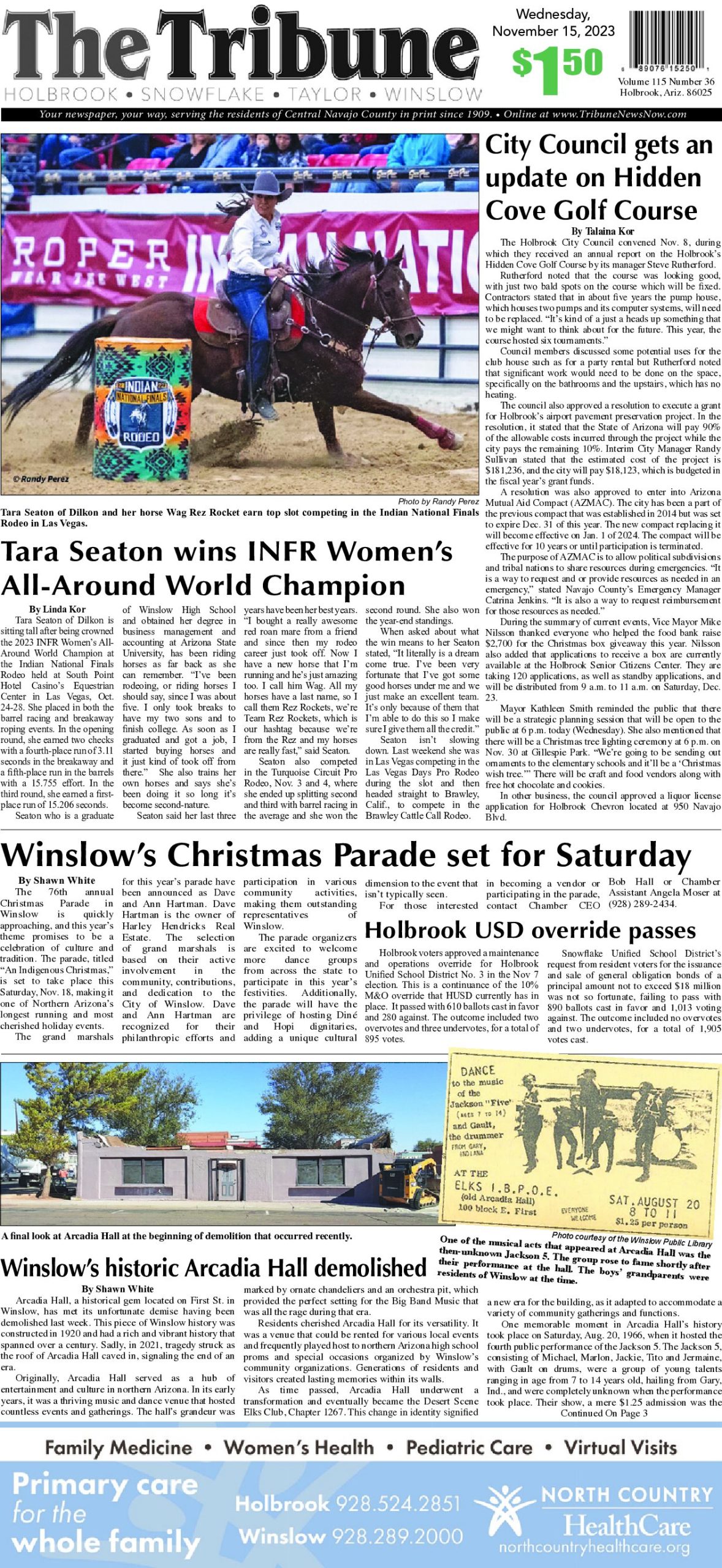 Page 1 of the November 15, 2023 edition