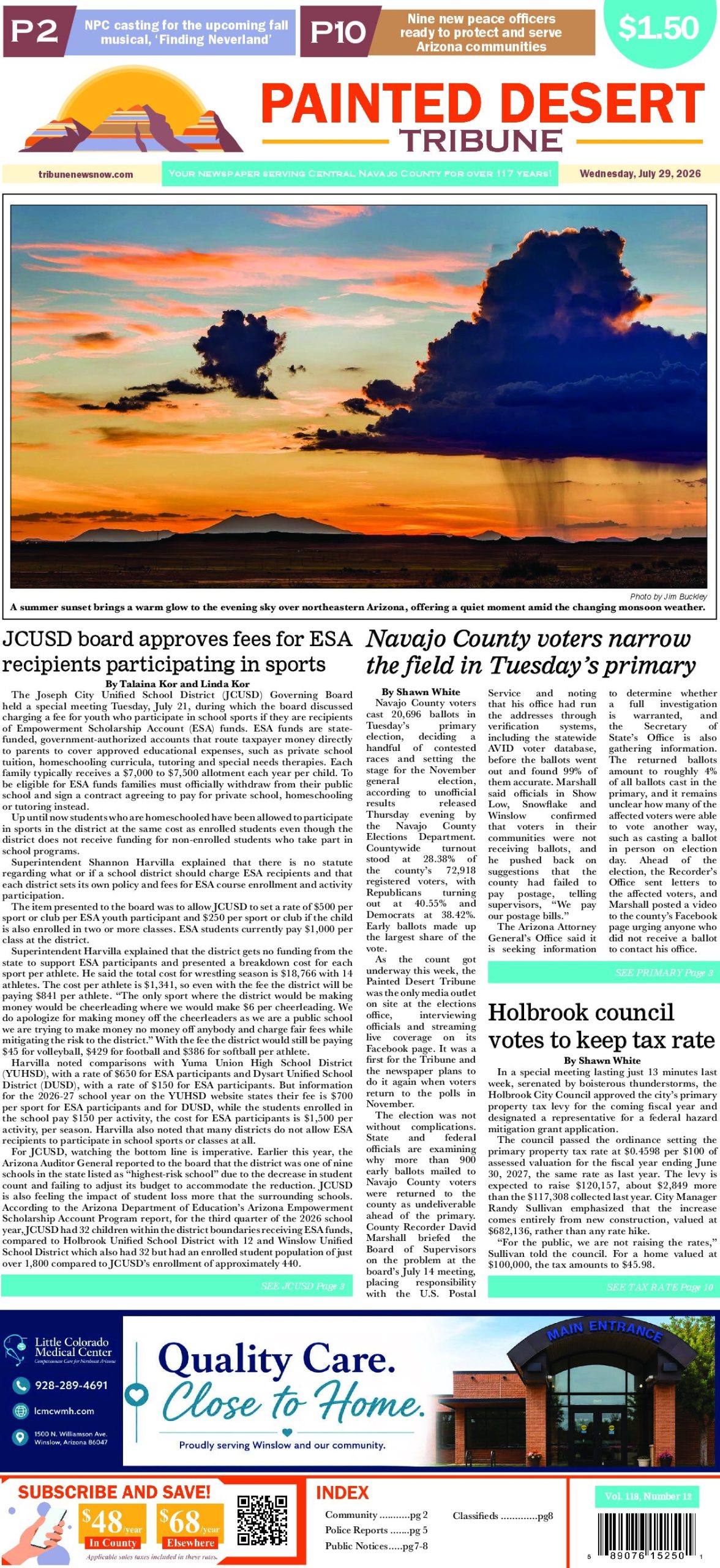 Page 1 of the July 29, 2026 edition