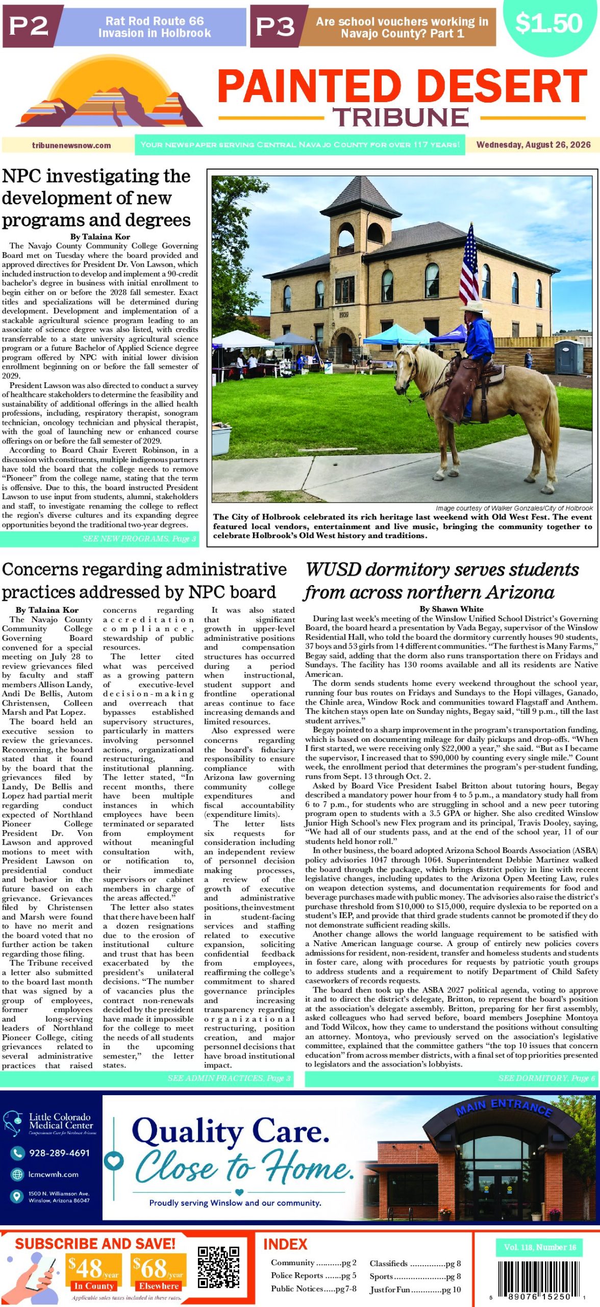 Page 1 of the August 26, 2026 edition