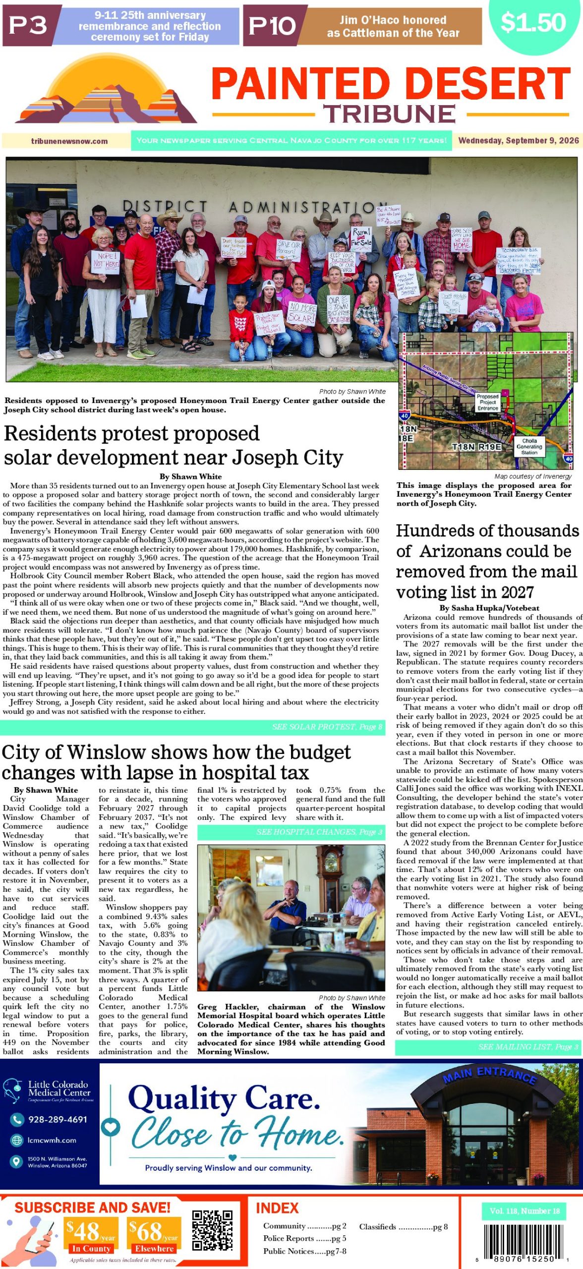 Page 1 of the September 9, 2026 edition