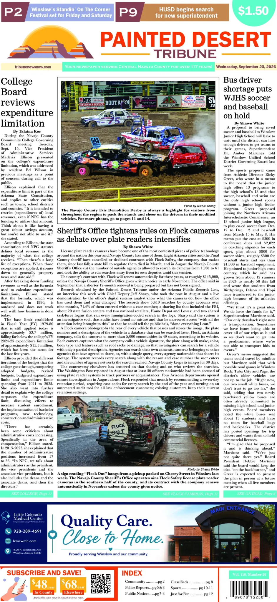 Page 1 of the September 23, 2026 edition