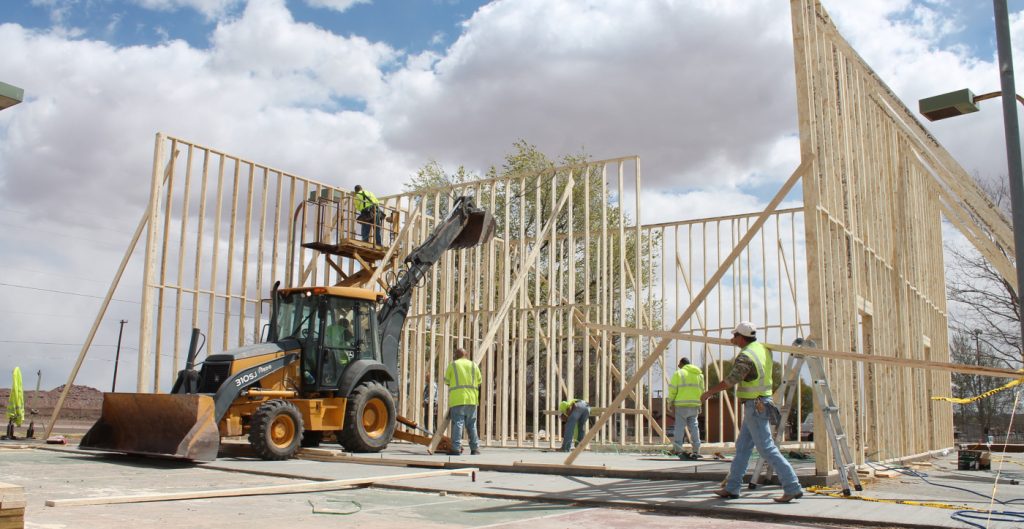 Photo by Linda KorConstruction of the new racquetball courts at Hunt Park in Holbrook is moving along, with city employees hard at work on the project. City Manager Ray Alley anticipates that the project will be completed by the end of the month and will cost just over $30,000.