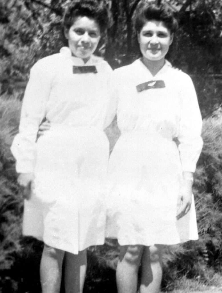 Photo courtesy of Luz Delgadillo MooreLuz Delgadillo Moore (left), film interviewee and longtime Winslow resident, worked as a Harvey Girl at the Seligman Harvey House during World War II.