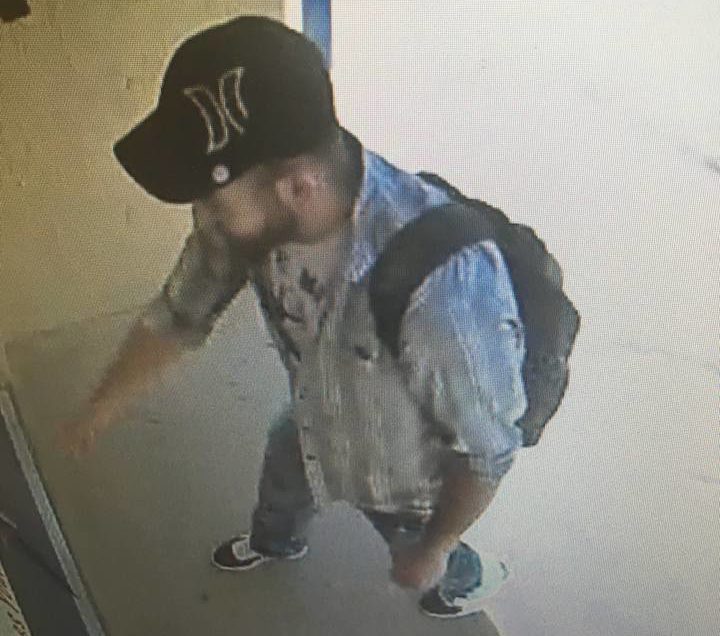 Photo courtesy of Holbrook Junior High SchoolPolice are seeking this man for questioning regarding an April 13 incident at Holbrook Junior High School. This photo was taken by a school camera at the main entrance to the school.