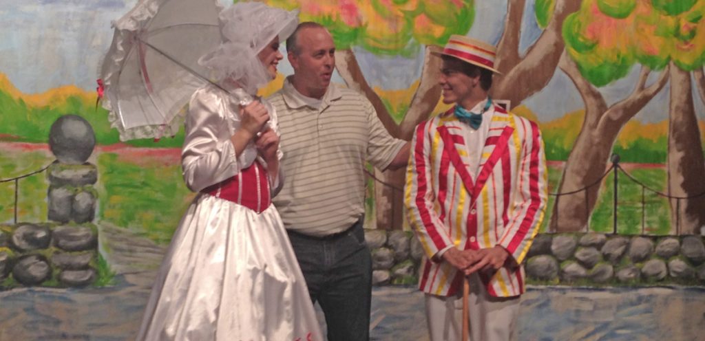 Robbie Koerperich, Holbrook School District Superintendent (center), congratulates Savana Shumway (left) who plays Mary Poppins and Levi McClellan (right) who plays Bert in the Holbrook High School production of Mary Poppins. The last performance is tonight (April 15) at 7 p.m. at the George Gardner Performing Arts Center. Admission is $5 per person. If you miss this, you’ve missed something special.