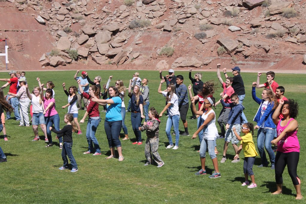 Photo by Matthew BargerHolbrook residents came out Saturday morning to show their support for Happy Holbrook Month by dancing to Pharrell William’s Happy at Roadrunner Stadium. A promotional video of the dance was filmed with more, smaller dances planned to take place throughout the city. The final video will be unveiled in May.